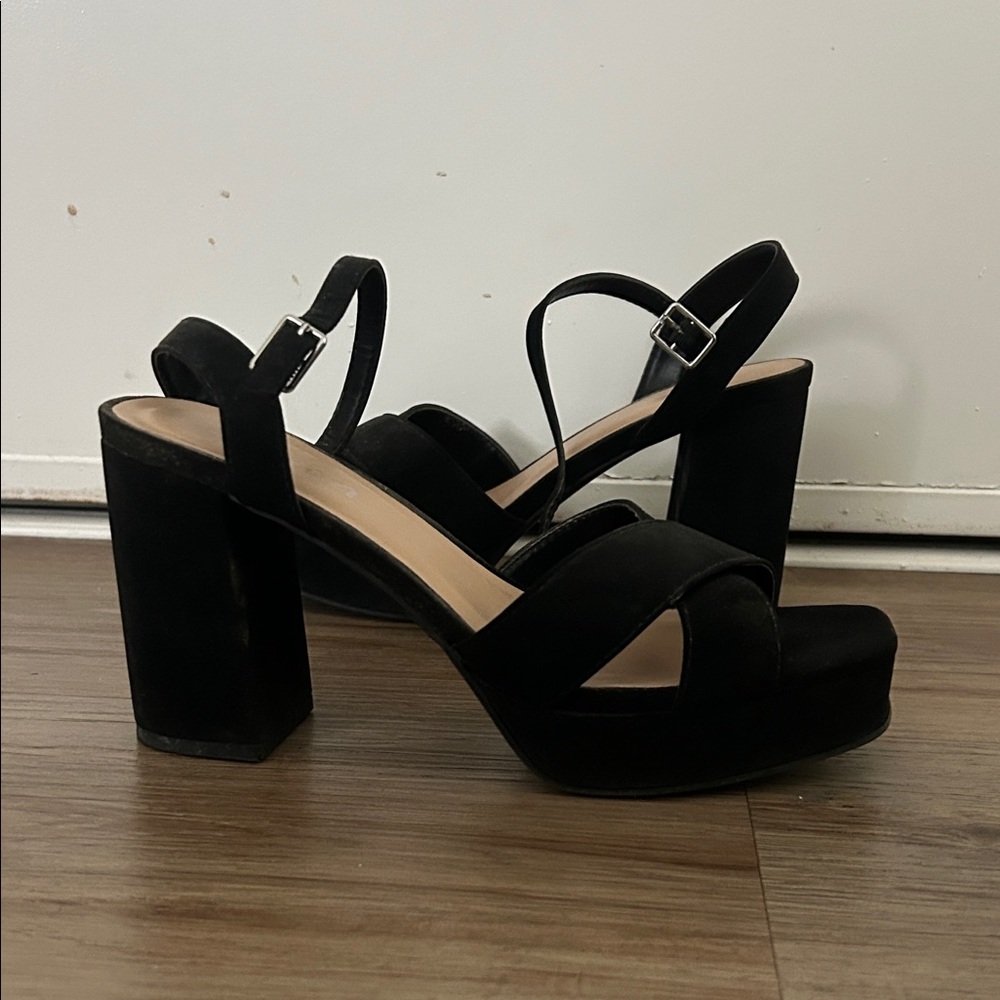 Soda Black Platform Heels